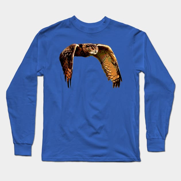 Owl in Flight Eurasian Owl Long Sleeve T-Shirt by TheStuffInBetween